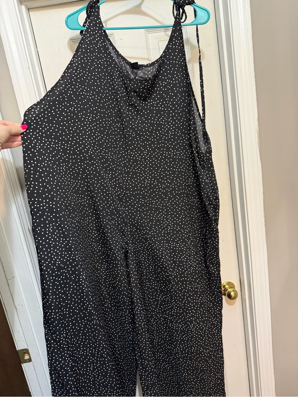 SHEIN Black Halter Polka Dot Jumpsuit